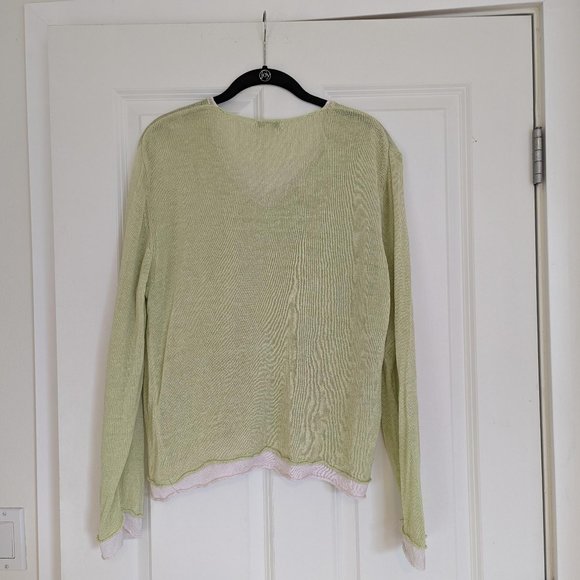 Avalin 100% Linen Lagenlook V-Neck Pullover Top Light Green Size L - Picture 2 of 8